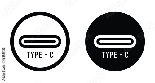 USB type C thunderbolt interface lightning port socket connector set icon grey black color vector illustration image solid fill outline contour line thin flat style