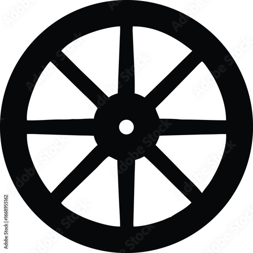 Wagon Wheel Vector Silhouette Rustic Carriage Wheel Icon Symbol for Western, Cowboy, Farm, Vintage, and Transportation Design