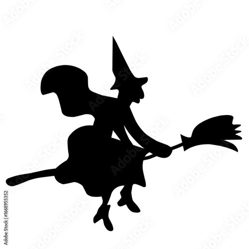 witch silhouette isolated on white background
