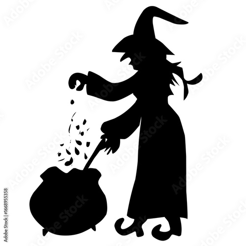 witch silhouette isolated on white background