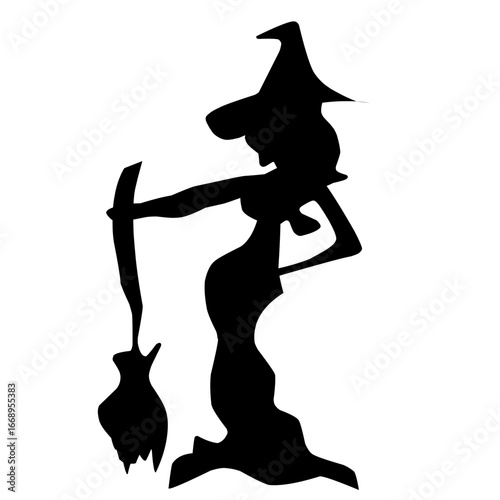 witch silhouette isolated on white background