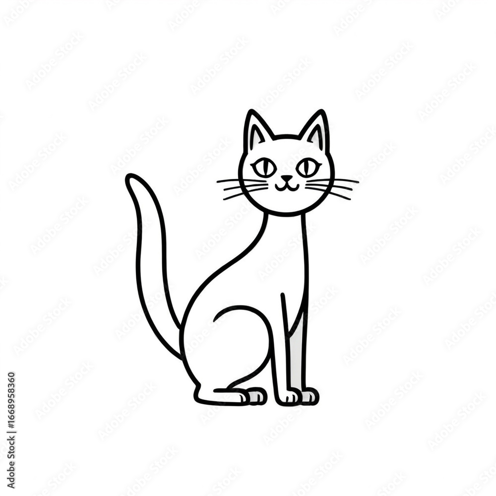 Obraz premium Adorable cartoon cat with playful eyes and a curled tail