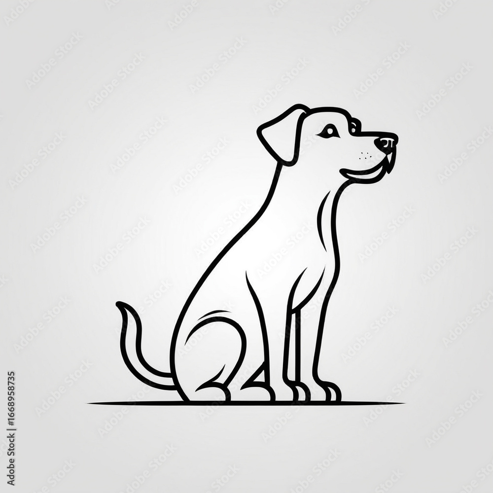 Obraz premium Joyful dog illustration with simple lines and a happy face