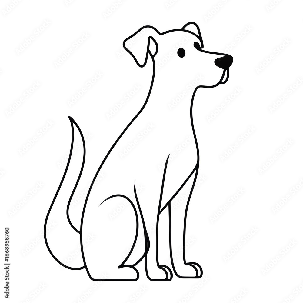 Fototapeta premium Friendly dog poses calmly in a minimalist setting