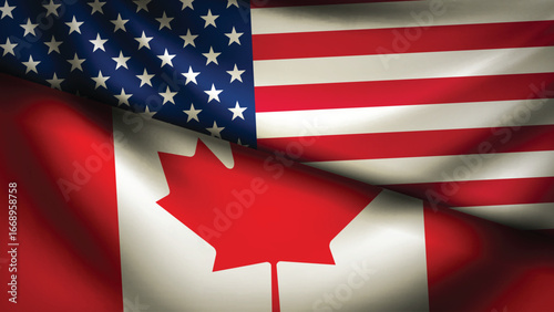 canada and usa flag fusion design