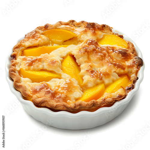 Fototapeta Naklejka Na Ścianę i Meble -  Freshly Baked Peach Pie with Golden Crust
