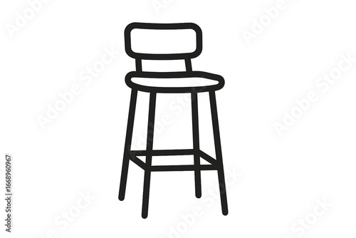 Contemporary minimalist bar stool featuring a curved seat and round base, available as icon or vector graphic