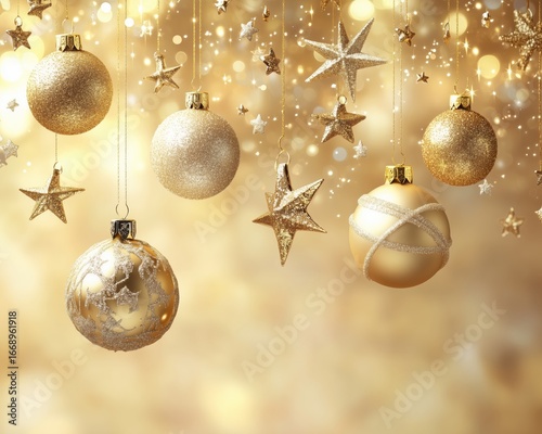 Beautiful Gold and Silver Christmas Ornaments Create a Festive Atmosphere for...