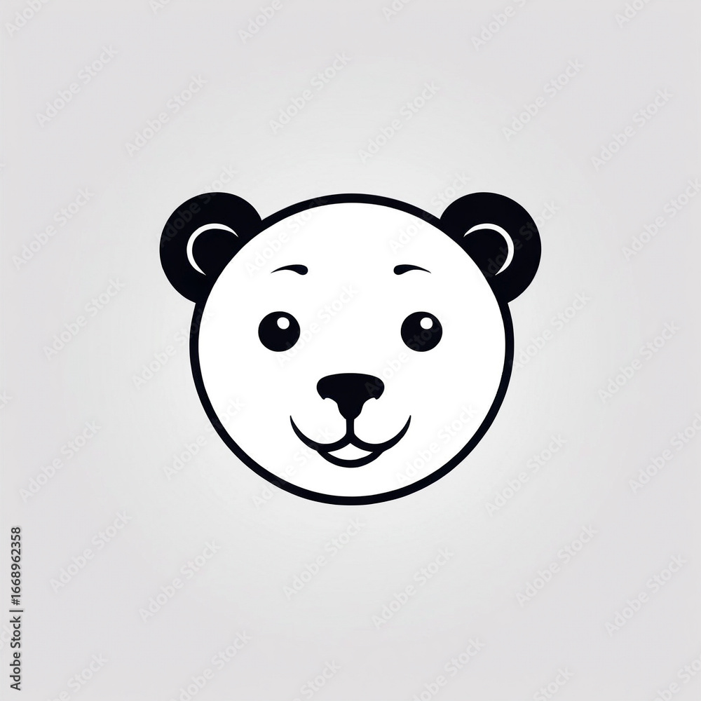 Fototapeta premium Charming cartoon bear face with a playful expression and simple design