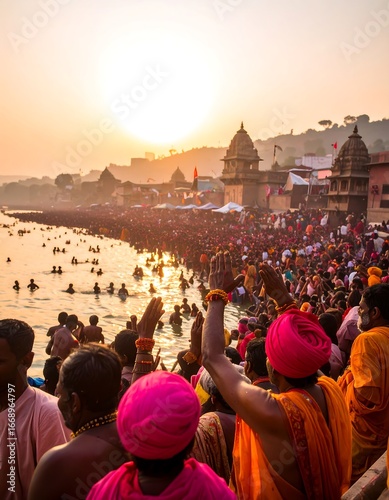 Sunrise Ganga bath, religious fervor