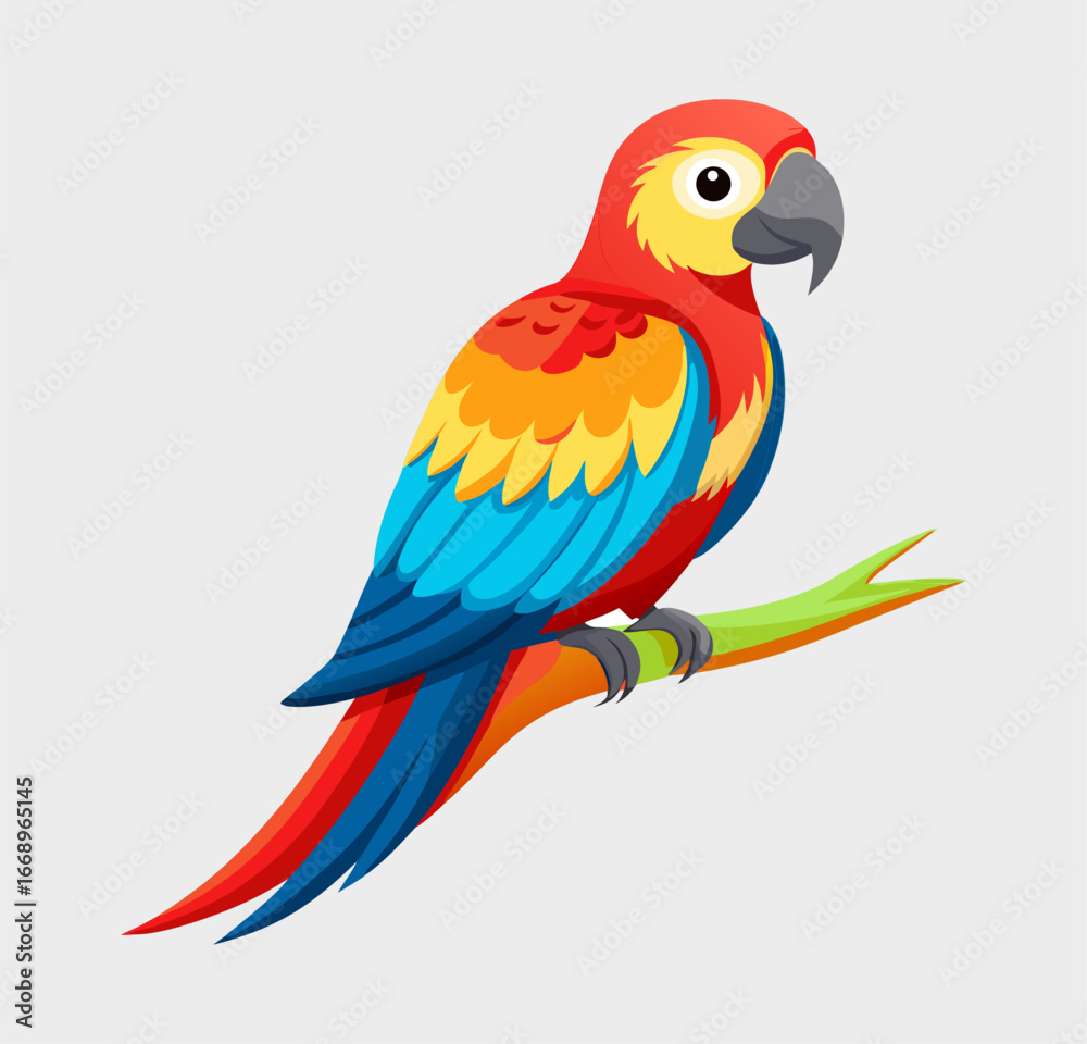 Fototapeta premium Colorful Parrot Sitting on Branch – Exotic Tropical Bird