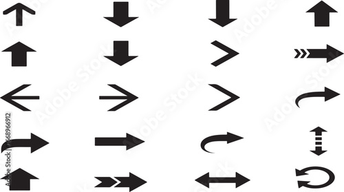 Dynamic arrow silhouette pointing forward isolated on white background for directional design.