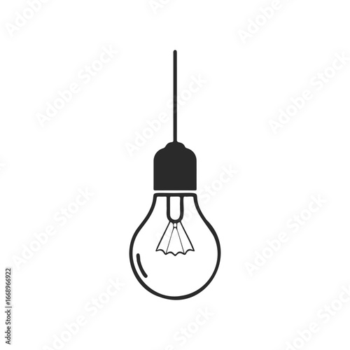 Minimalist light bulb icon with simple line art design on white background