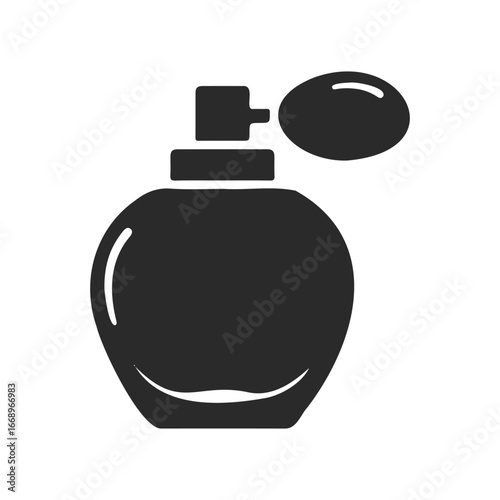 Silhouette of vintage perfume bottle with atomizer design
