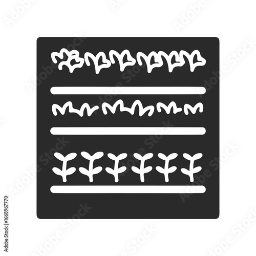 Abstract black and white botanical plant pattern with stylized leaves