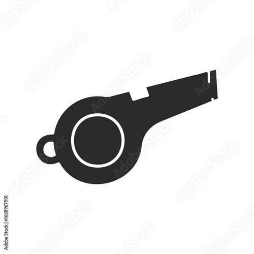 Simple black and white whistle icon for sports and coaching