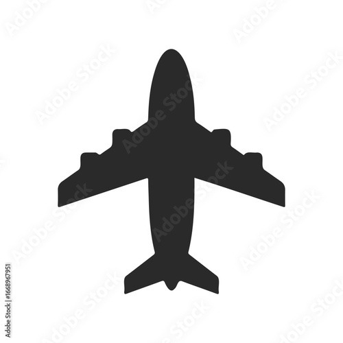 Silhouette of a passenger airplane with a simplistic design