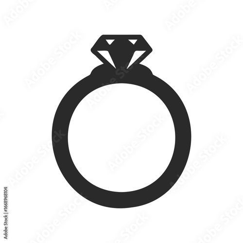 Elegant diamond ring icon on white background