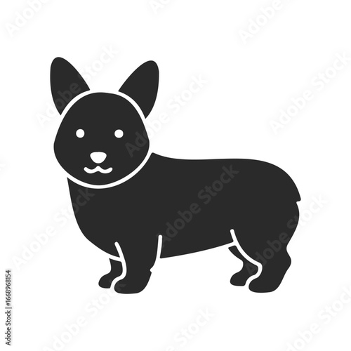 Corgi silhouette icon on white background