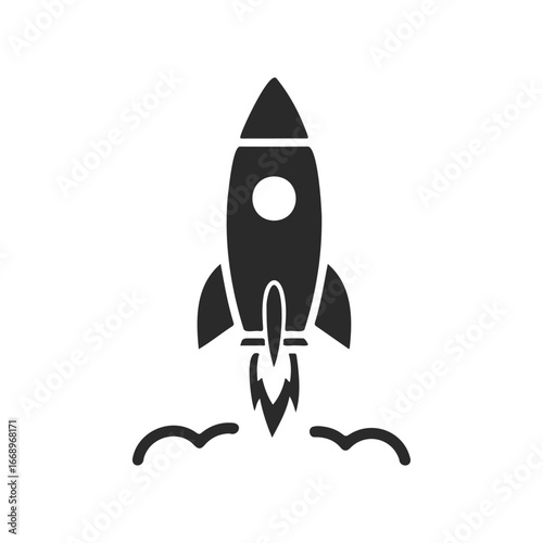 Silhouette of rocket launch with thrusters and smoke trails