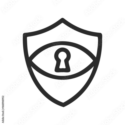 Shield with eye and keyhole symbolizing security and privacy protection