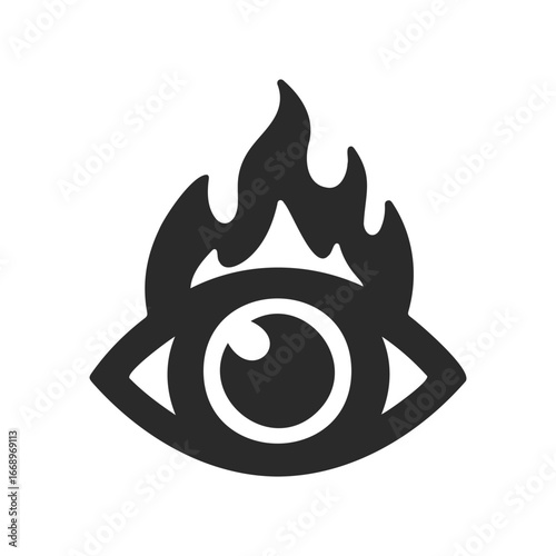 Flaming eye symbol with fire above eyeball