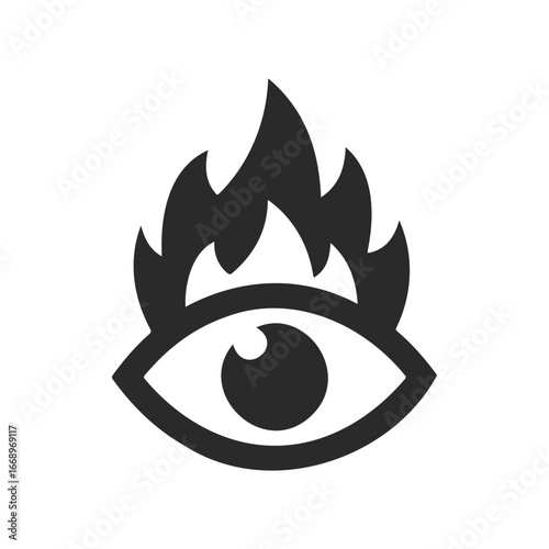 Flaming eye icon: symbol of vision and energy