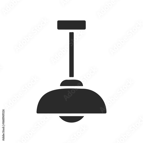 Minimalist black ceiling pendant light icon on white background