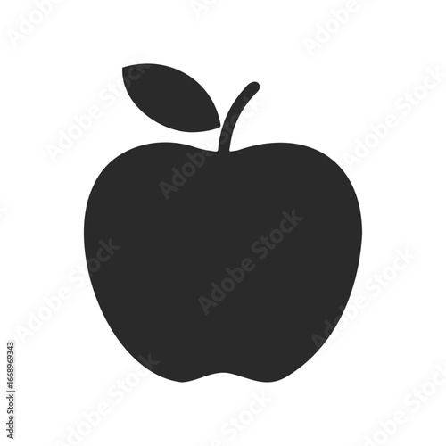 Silhouette of an apple with leaf