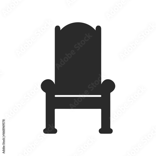 Black silhouette of an ornate armchair on white background