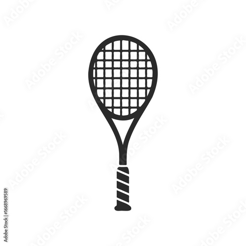 Silhouette of a tennis racket on white background