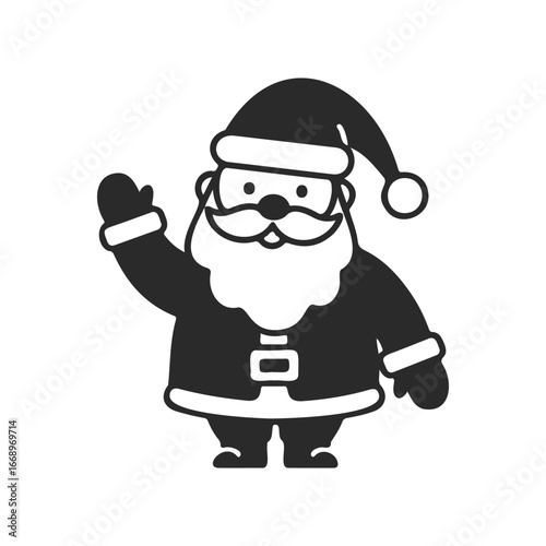Cheerful cartoon santa claus in holiday attire waving