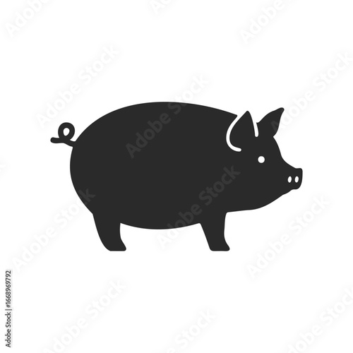 Silhouette of a pig illustrating farm animal concept in black outline