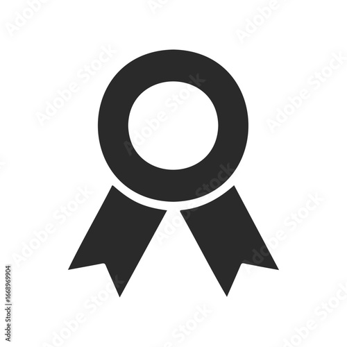 Black and white award ribbon icon for certificates and achievements