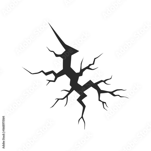 Abstract black crack design isolated on white background