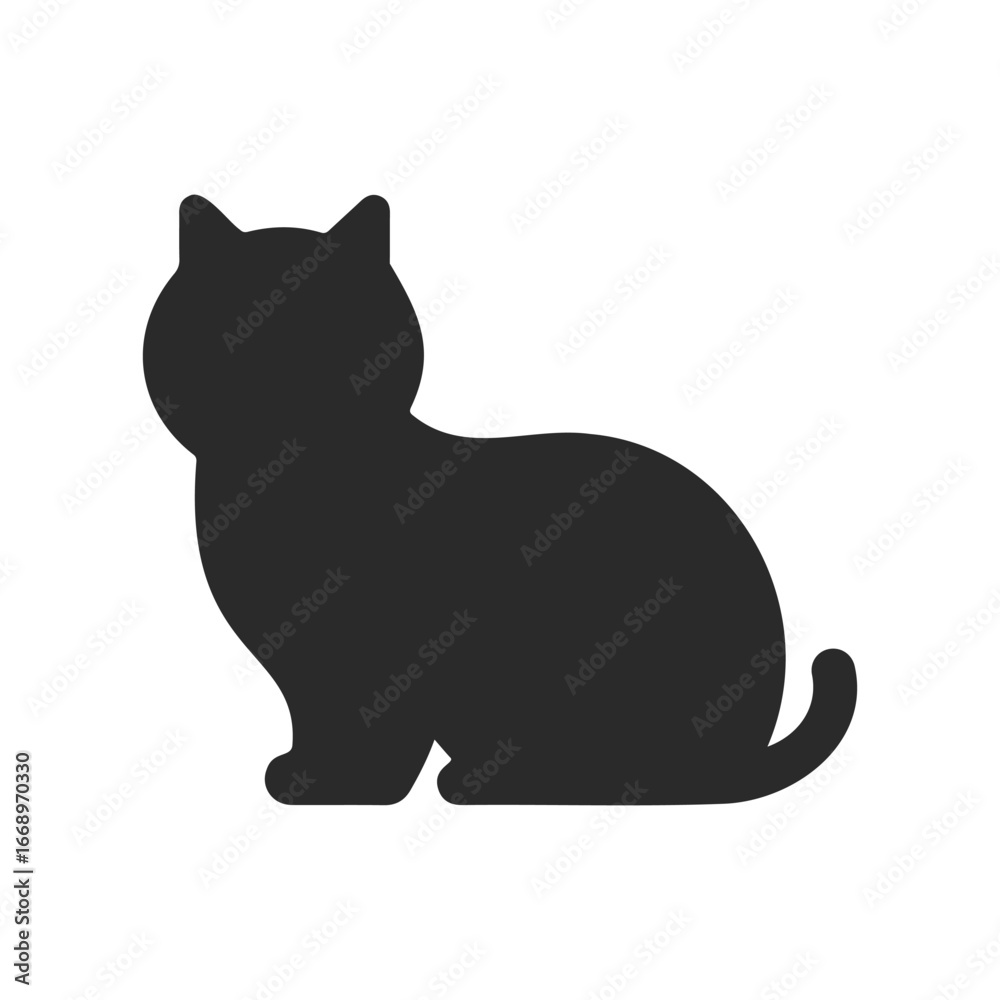 Fototapeta premium Silhouette of a sitting cat: minimalist black pet design