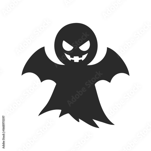 Silhouette of a menacing ghost with outstretched wings