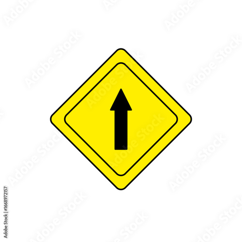 Free Download Yellow diamond road sign with black arrow pointing straight ahead - GFXLoad