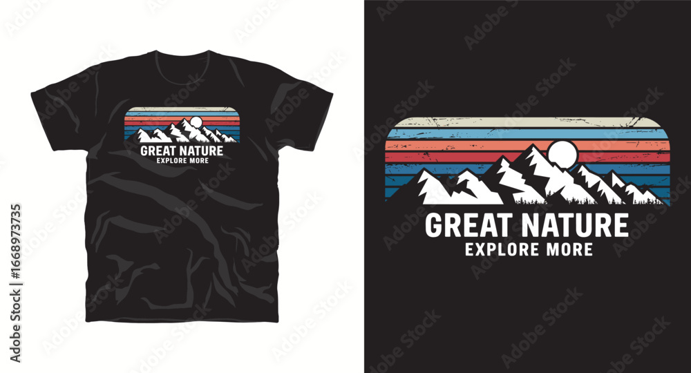 Fototapeta premium Travel vector graphic typography traveling t-shirt design template, Camping creative t-shirt design vector, Adventure t-shirt design, Outdoor t shirt design,summer time,mountain, sea