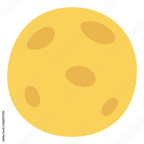 Full moon Halloween bright yellow lunar night sky symbol isolated flat vector