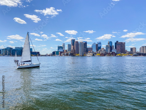 Boston Skyline and Harbor with Sailboat