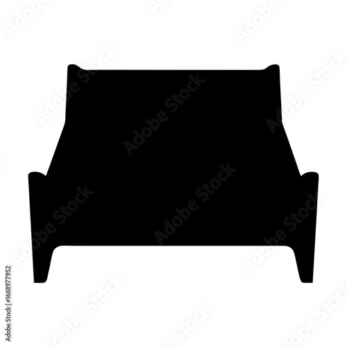 Silhouette of a minimalist bed frame with prominent headboard and footboard