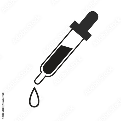 Dropper vector Icon illustration representing medical tool, laboratory equipment, eyedropper symbol, and healthcare design