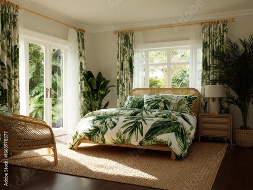 A sun-drenched bedroom boas...