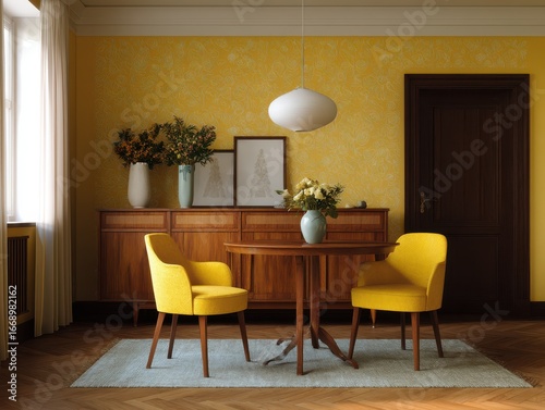 A sunny dining area with a ...