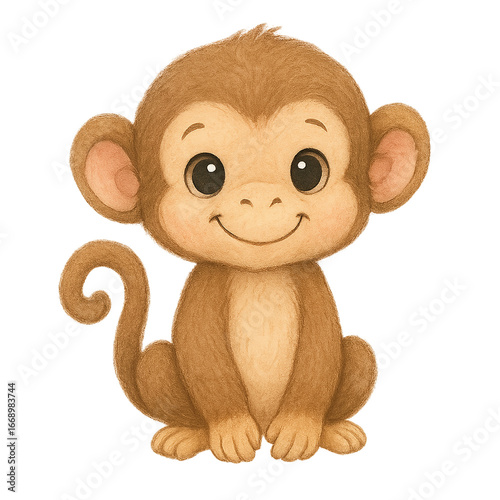 Photography Cute watercolor baby monkey clipart
