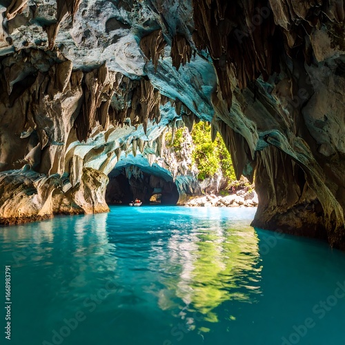 Turquoise cave water