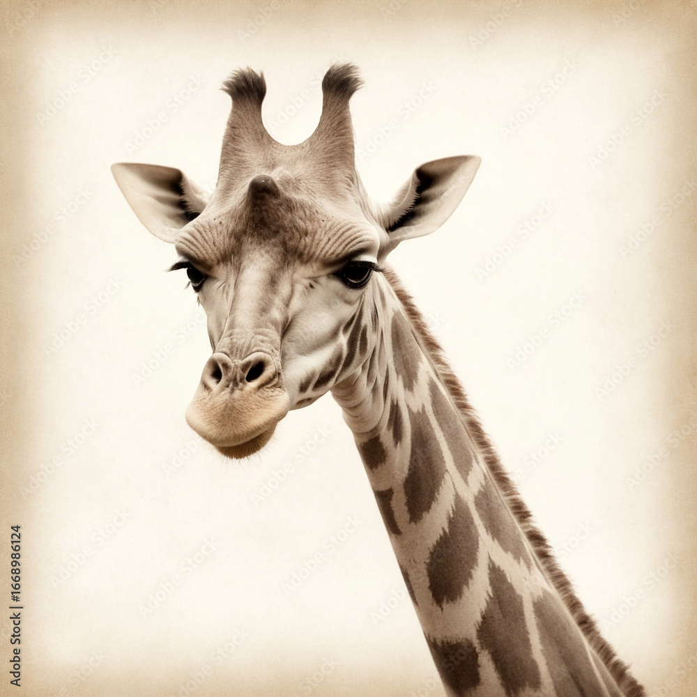 Obraz premium Giraffe gazing peacefully in a tranquil landscape at golden hour