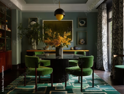 A sophisticated dining area...
