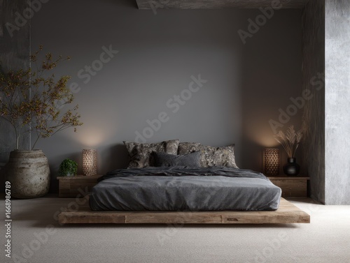 A modern, minimalist bedroo...